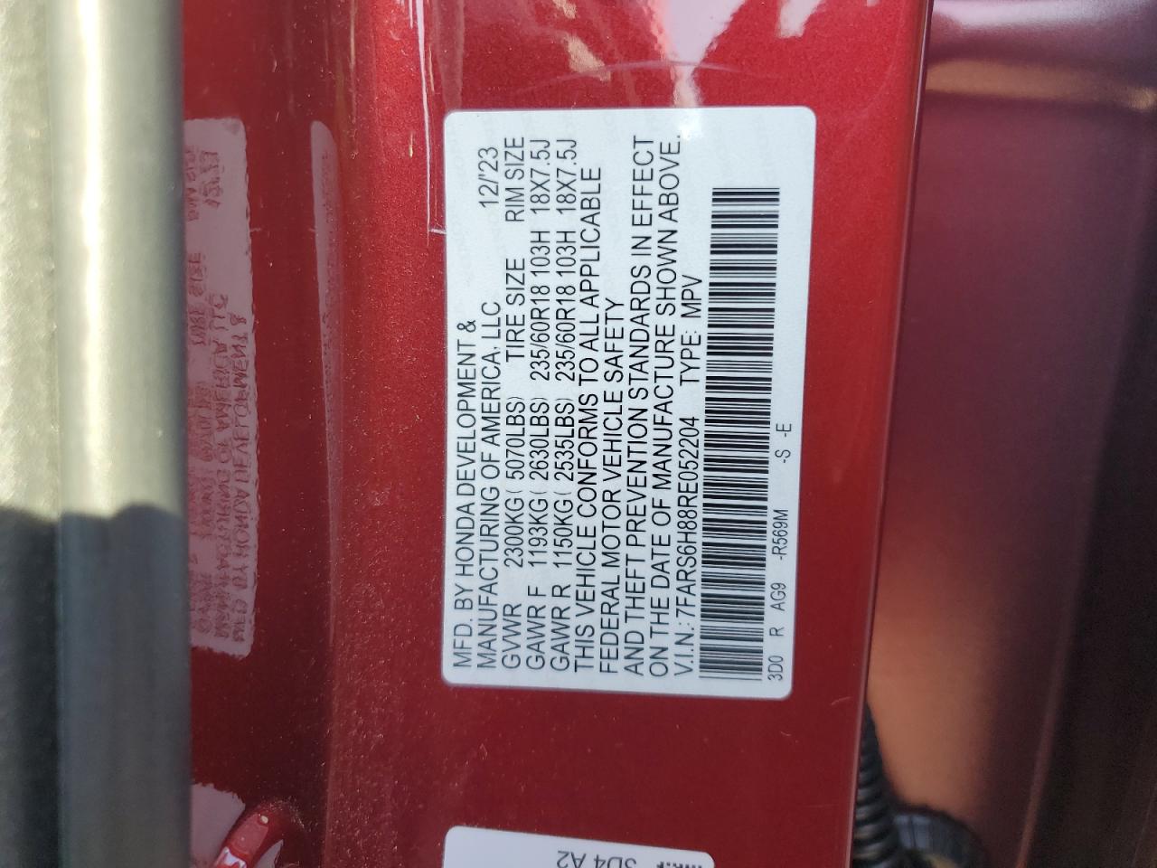 2024 Honda Cr-V Sport-L VIN: 7FARS6H88RE052204 Lot: 84791945