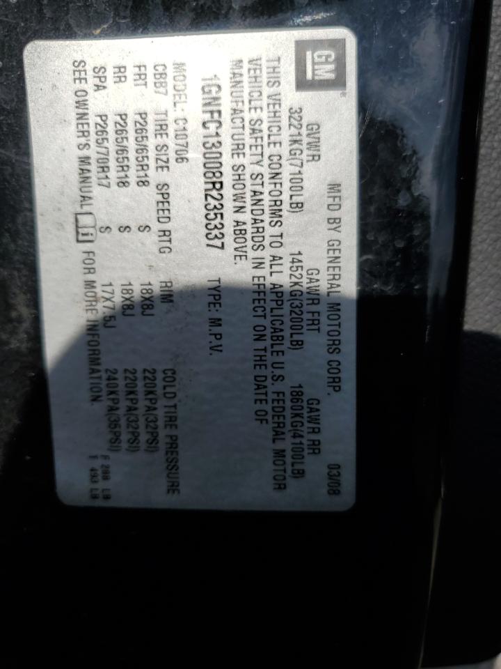 2008 Chevrolet Tahoe C1500 VIN: 1GNFC13008R235337 Lot: 82309925