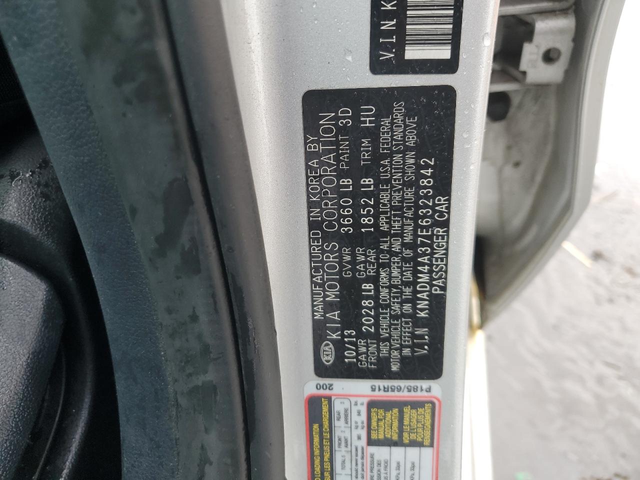 2014 Kia Rio Lx VIN: KNADM4A37E6323842 Lot: 85333935