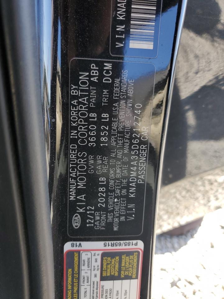 2013 Kia Rio Ex VIN: KNADM4A35D6212740 Lot: 81936325