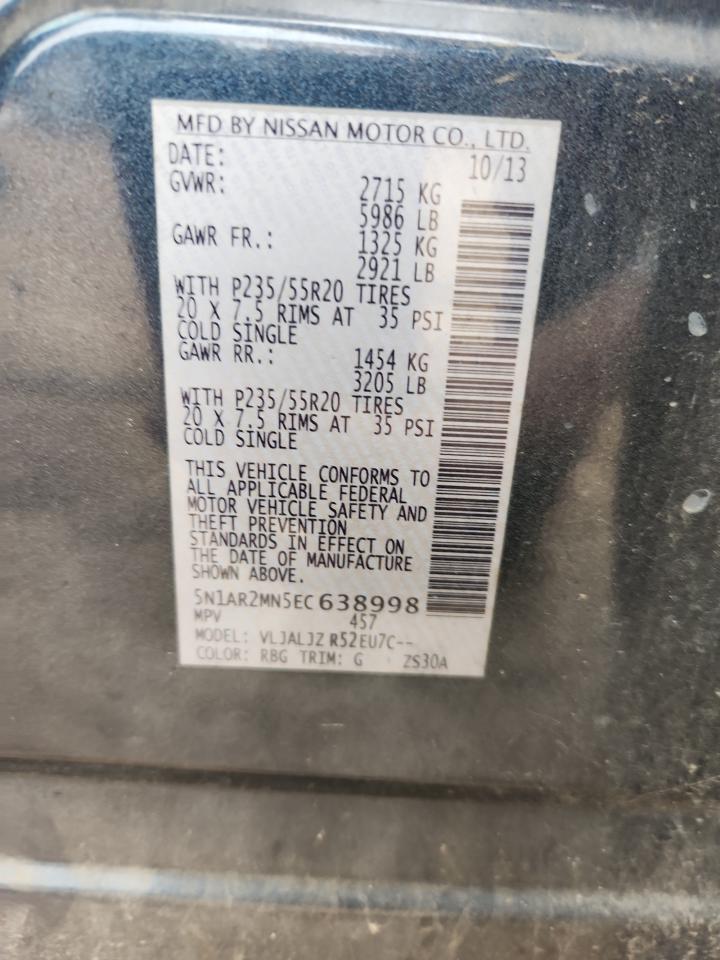 2014 Nissan Pathfinder S VIN: 5N1AR2MN5EC638998 Lot: 85684815