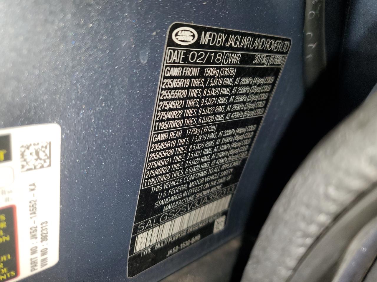 2018 Land Rover Range Rover Hse VIN: SALGS2SV3JA392313 Lot: 90693225