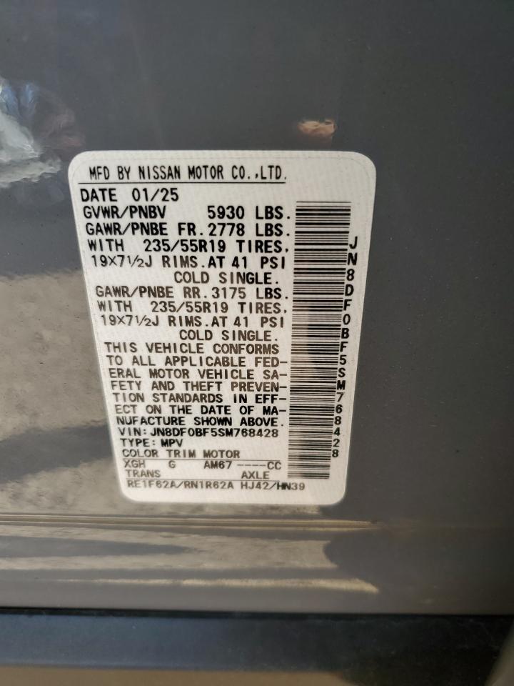 2025 Nissan Ariya Evolve+ VIN: JN8DF0BF5SM768428 Lot: 85153055