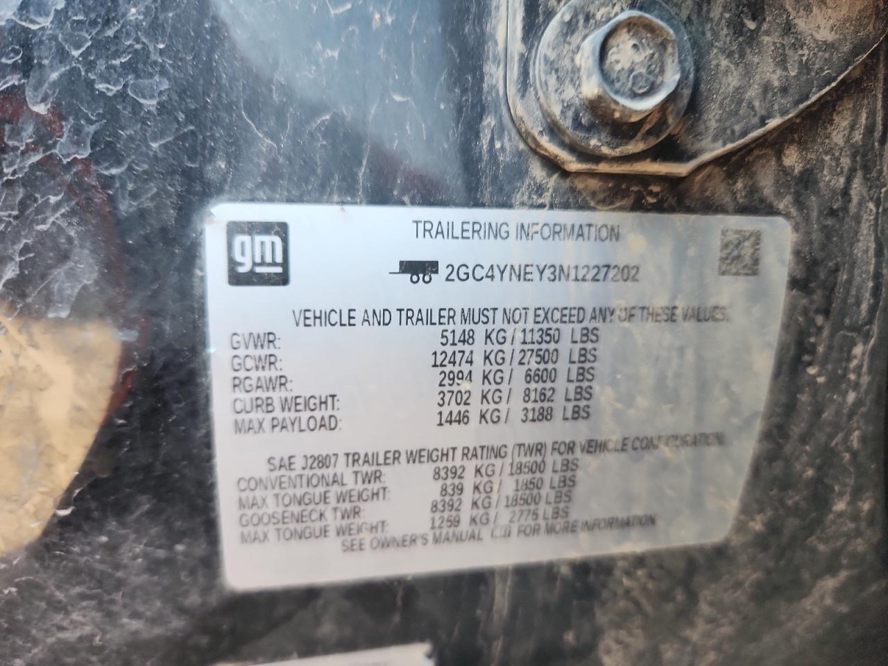 2022 Chevrolet Silverado K2500 Heavy Duty Lt VIN: 2GC4YNEY3N1227202 Lot: 84901425