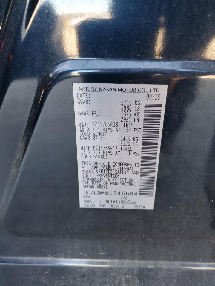 2015 Infiniti Qx60 VIN: 5N1AL0MM6FC546684 Lot: 86777615