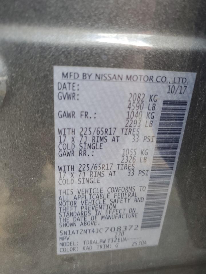 2018 Nissan Rogue S VIN: 5N1AT2MT4JC708372 Lot: 84930375