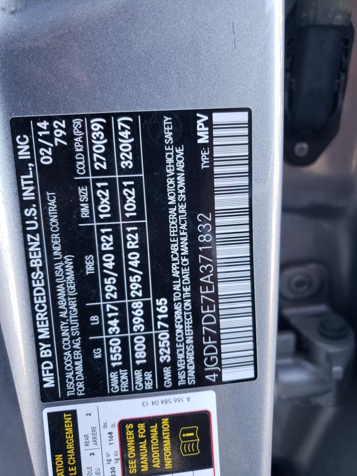 2014 Mercedes-Benz Gl 550 4Matic VIN: 4JGDF7DE7EA371832 Lot: 86151765