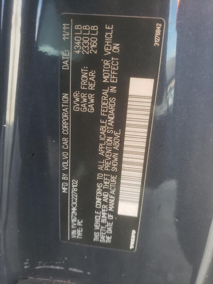 2012 Volvo C30 T5 VIN: YV1672MK3C2278102 Lot: 90802325