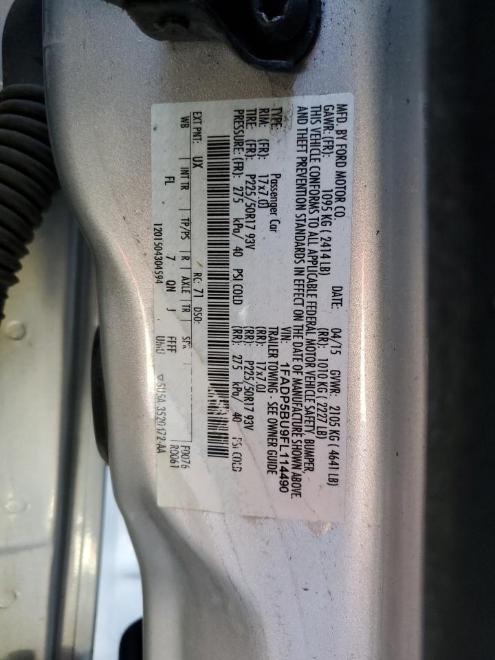 2015 Ford C-Max Sel VIN: 1FADP5BU9FL114490 Lot: 91130625