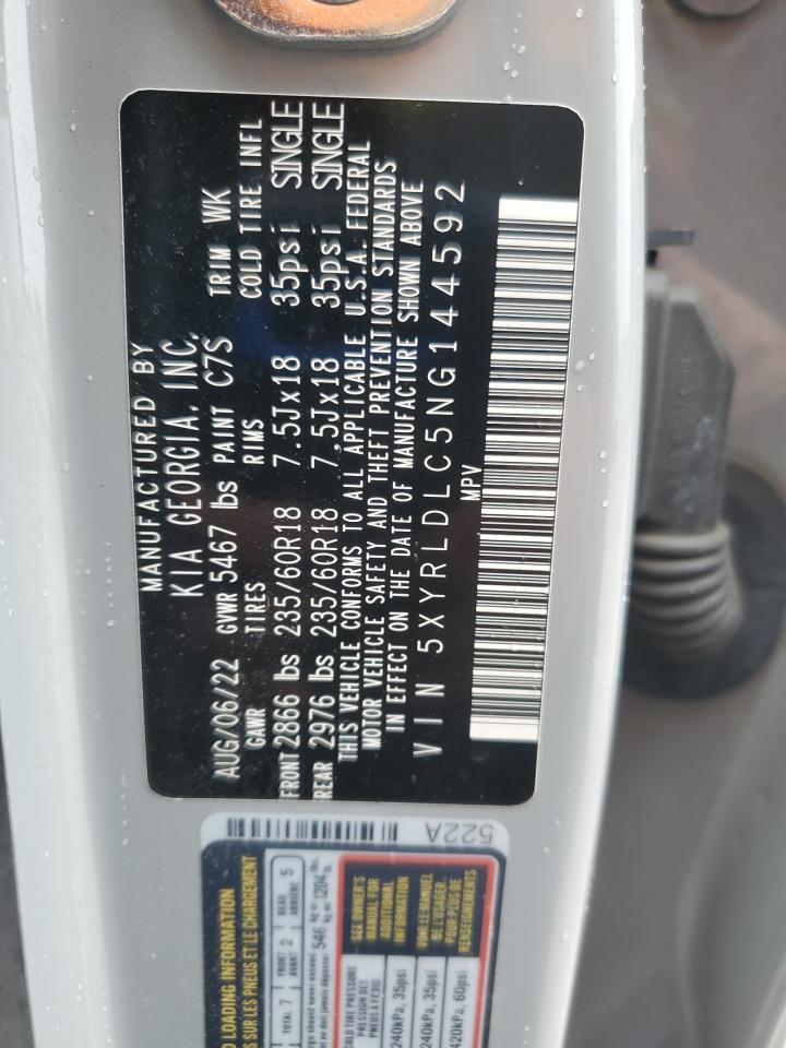 2022 Kia Sorento S VIN: 5XYRLDLC5NG144592 Lot: 90041485