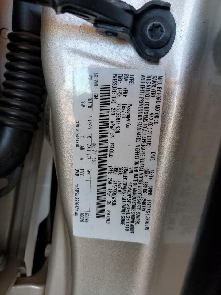 2017 Ford Focus Se VIN: 1FADP3F20HL211318 Lot: 82597345