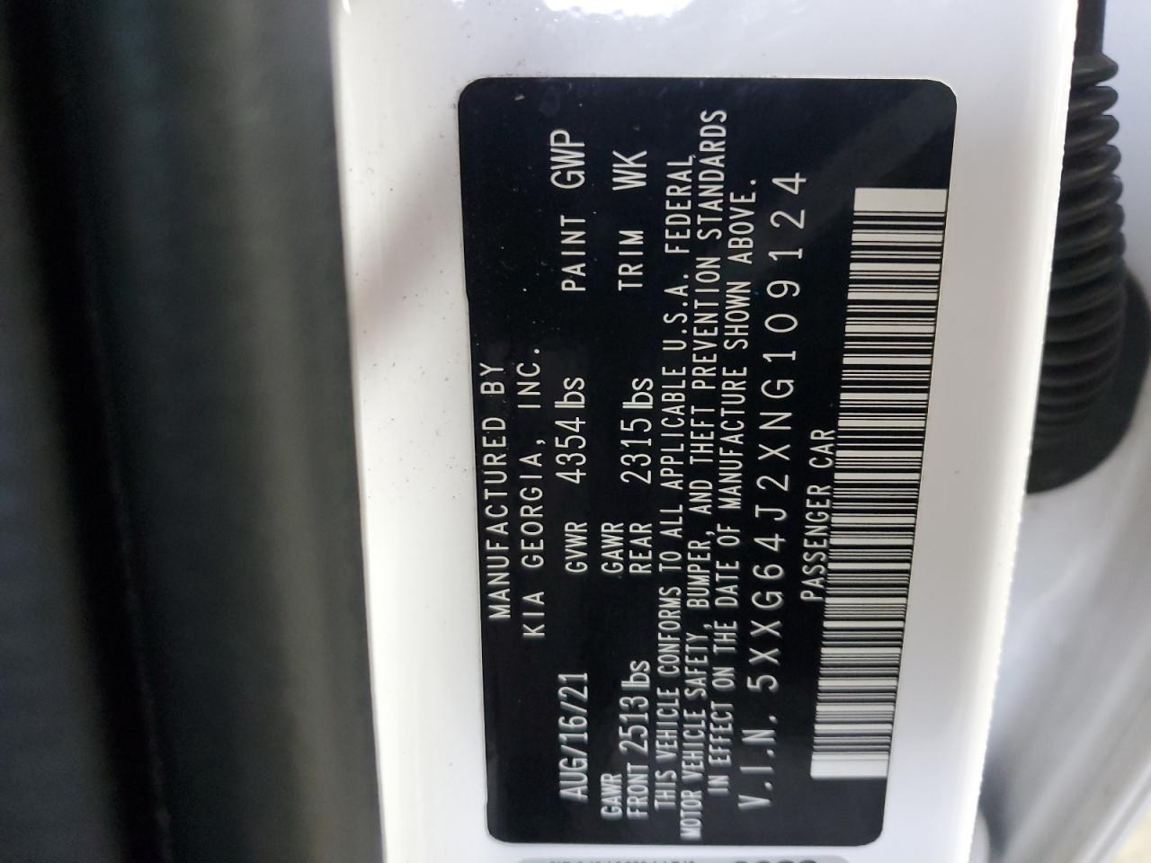 2022 Kia K5 Gt Line VIN: 5XXG64J2XNG109124 Lot: 90128425