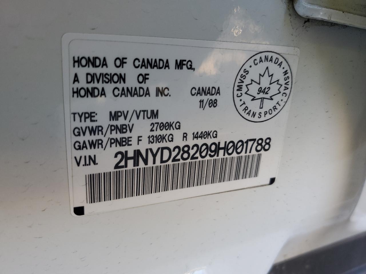 2009 Acura Mdx VIN: 2HNYD28209H001788 Lot: 84243355