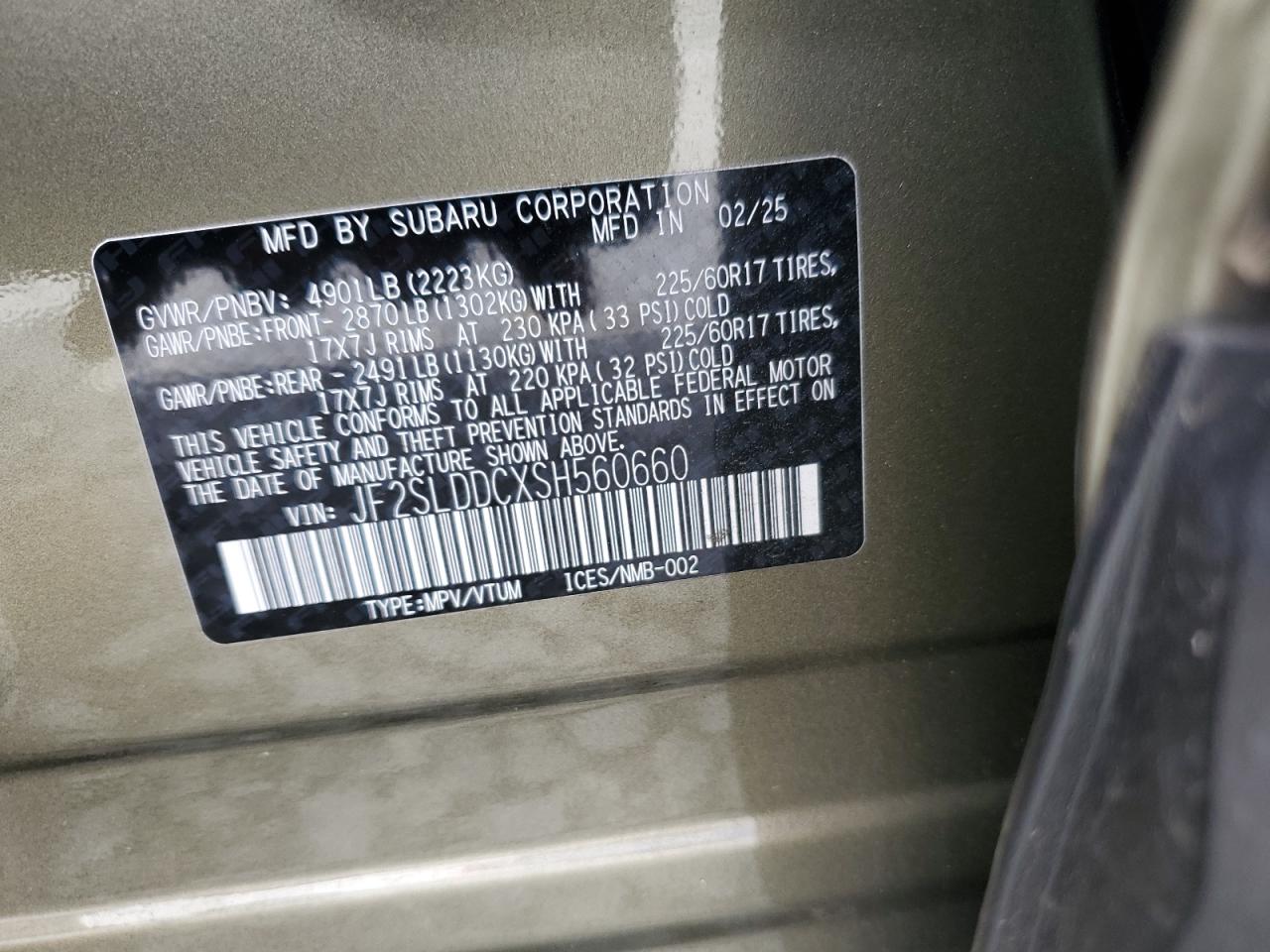 2025 Subaru Forester Premium VIN: JF2SLDDCXSH560660 Lot: 86246815