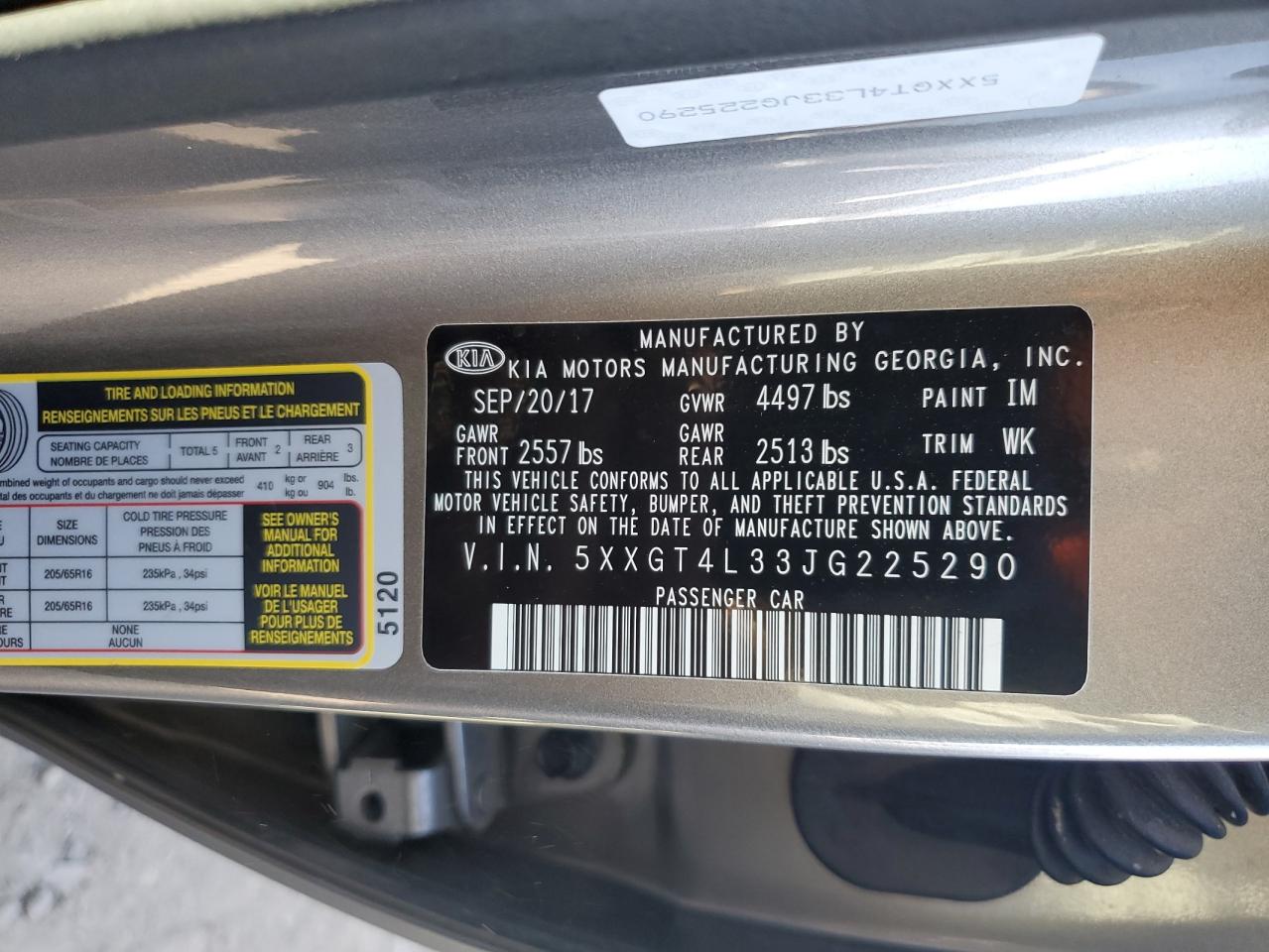 2018 Kia Optima Lx VIN: 5XXGT4L33JG225290 Lot: 84481325