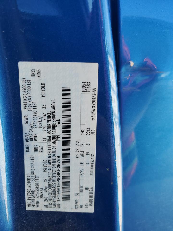 2016 Ford F150 Supercrew VIN: 1FTEW1EP8GKF39769 Lot: 85767395