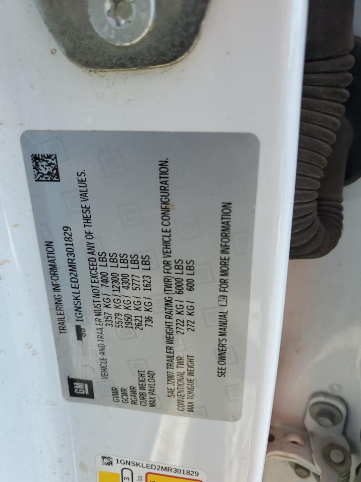 2021 Chevrolet Tahoe K1500 VIN: 1GNSKLED2MR301829 Lot: 86078695