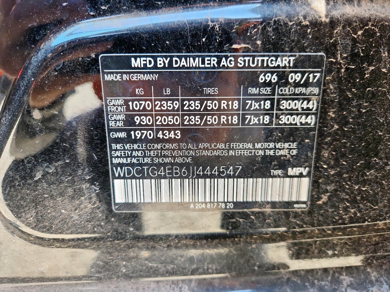 2018 Mercedes-Benz Gla 250 VIN: WDCTG4EB6JJ444547 Lot: 86153365