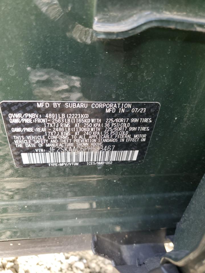 2023 Subaru Forester VIN: JF2SKAAC6PH533467 Lot: 85784595