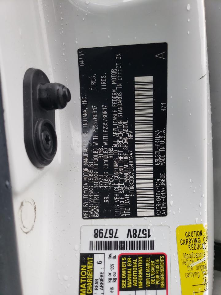 2014 Toyota Sienna Le VIN: 5TDKK3DC7ES481247 Lot: 86280535