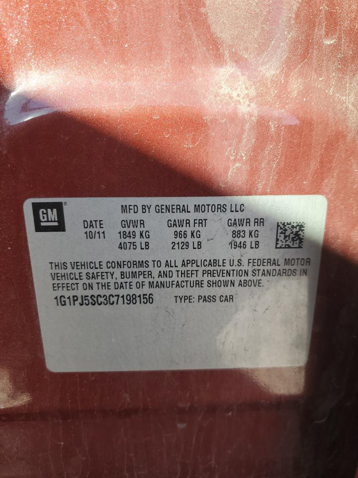 2012 Chevrolet Cruze Eco VIN: 1G1PJ5SC3C7198156 Lot: 85909805