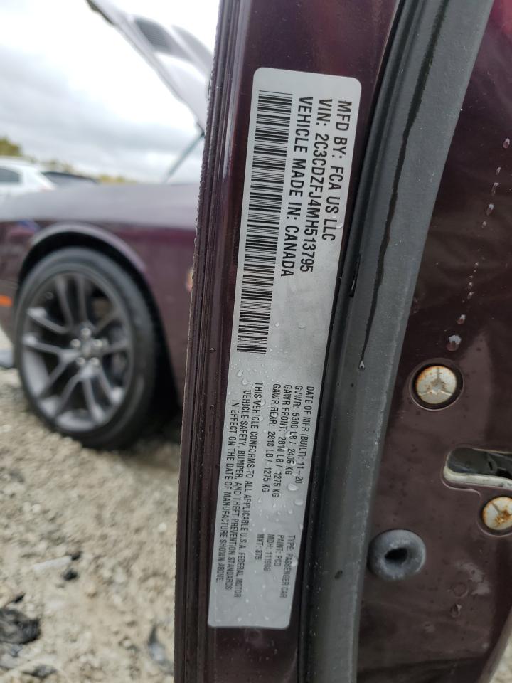 2021 Dodge Challenger R/T Scat Pack VIN: 2C3CDZFJ4MH513795 Lot: 90251335