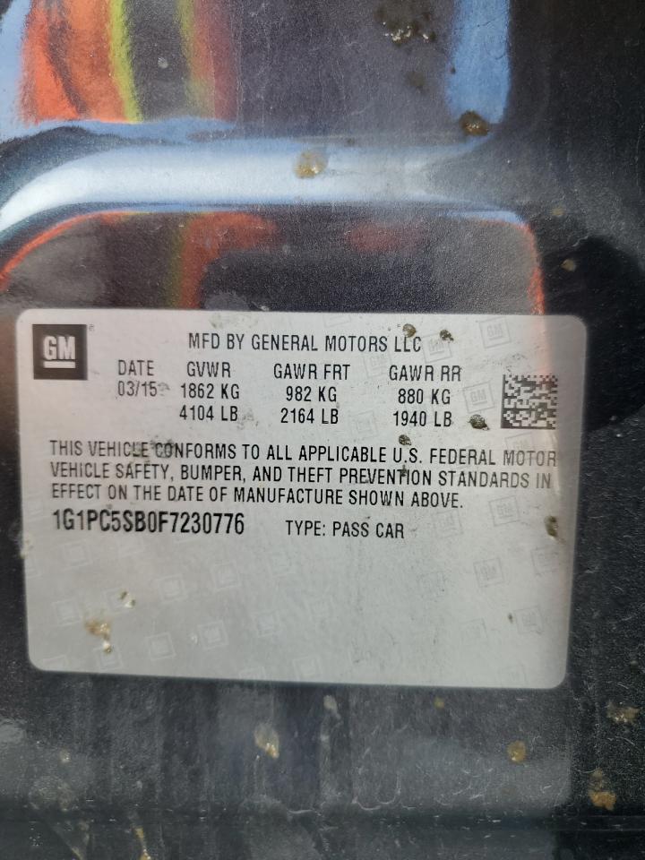 2015 Chevrolet Cruze Lt VIN: 1G1PC5SB0F7230776 Lot: 85481245