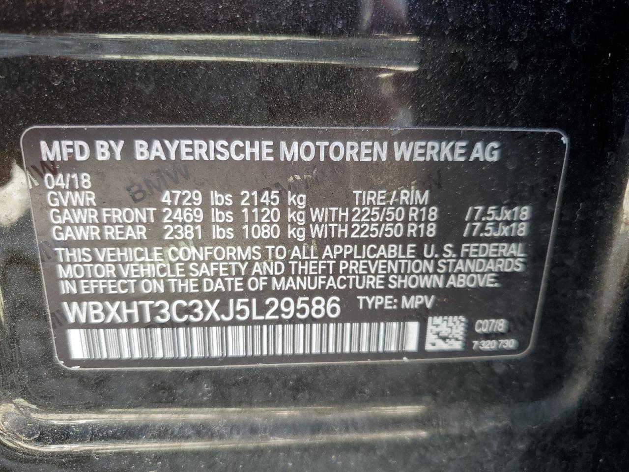 2018 BMW X1 xDrive28I VIN: WBXHT3C3XJ5L29586 Lot: 84874295