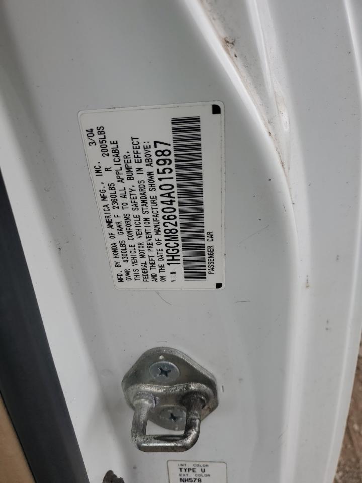 2004 Honda Accord Ex VIN: 1HGCM82604A015987 Lot: 86889175