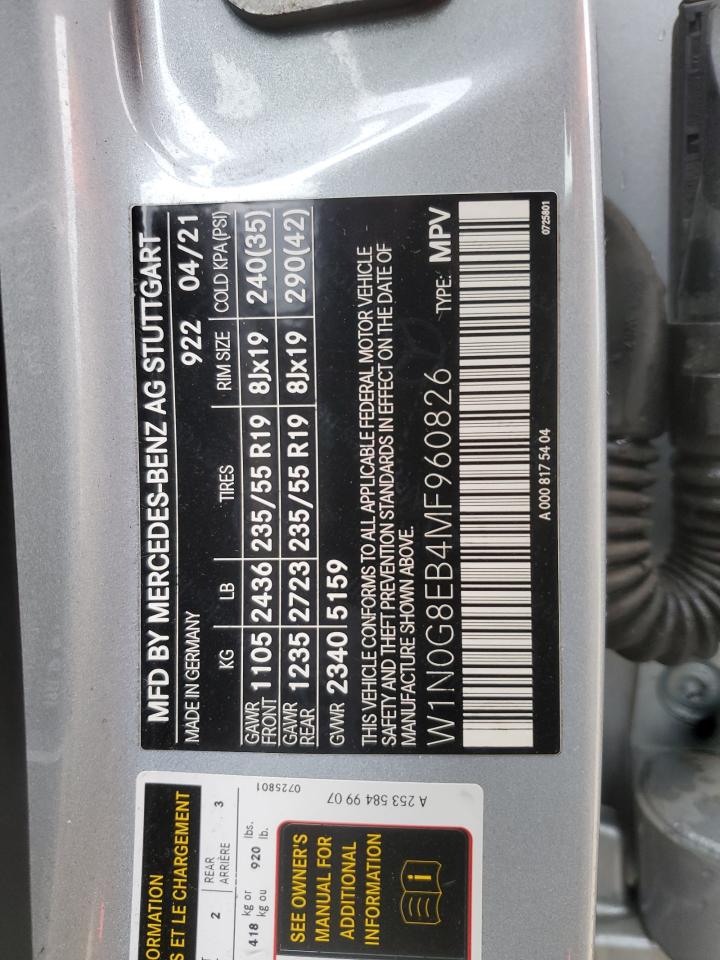 2021 Mercedes-Benz Glc 300 4Matic VIN: W1N0G8EB4MF960826 Lot: 86266565