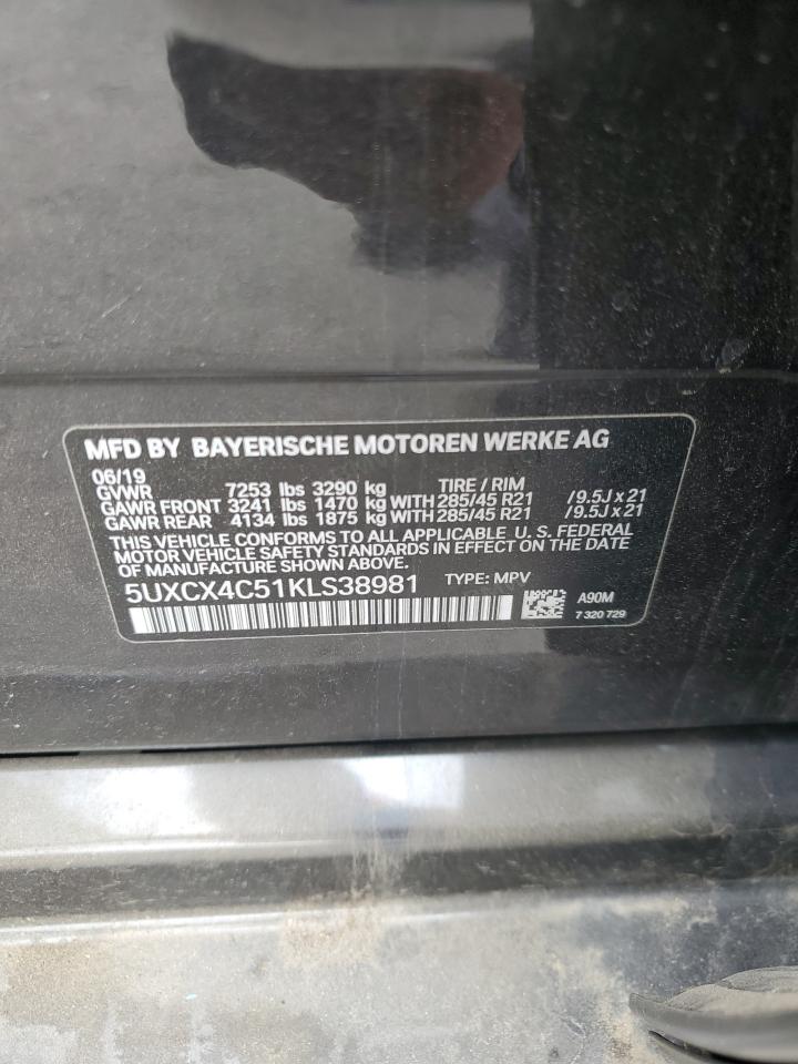 2019 BMW X7 xDrive50I VIN: 5UXCX4C51KLS38981 Lot: 85704405