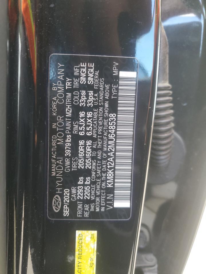 2021 Hyundai Kona Se VIN: KM8K12AA2MU648538 Lot: 90500975
