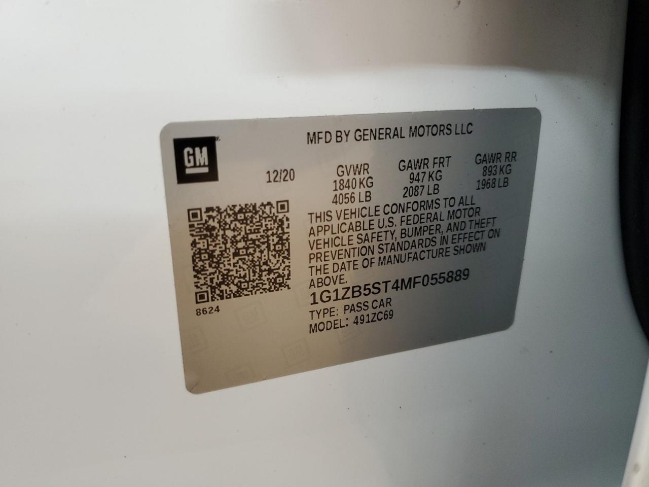 2021 Chevrolet Malibu Lt VIN: 1G1ZD5ST4MF055889 Lot: 86161585