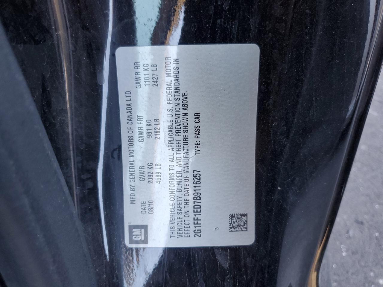 2011 Chevrolet Camaro Lt VIN: 2G1FF1ED7B9116257 Lot: 84925275
