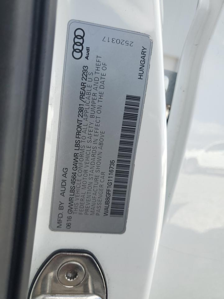 2016 Audi A3 Premium VIN: WAUB8GFF1G1116735 Lot: 85148695