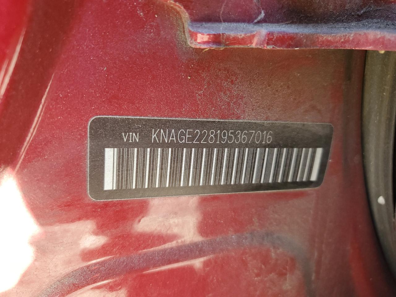 2009 Kia Optima Lx VIN: KNAGE228195367016 Lot: 89496575