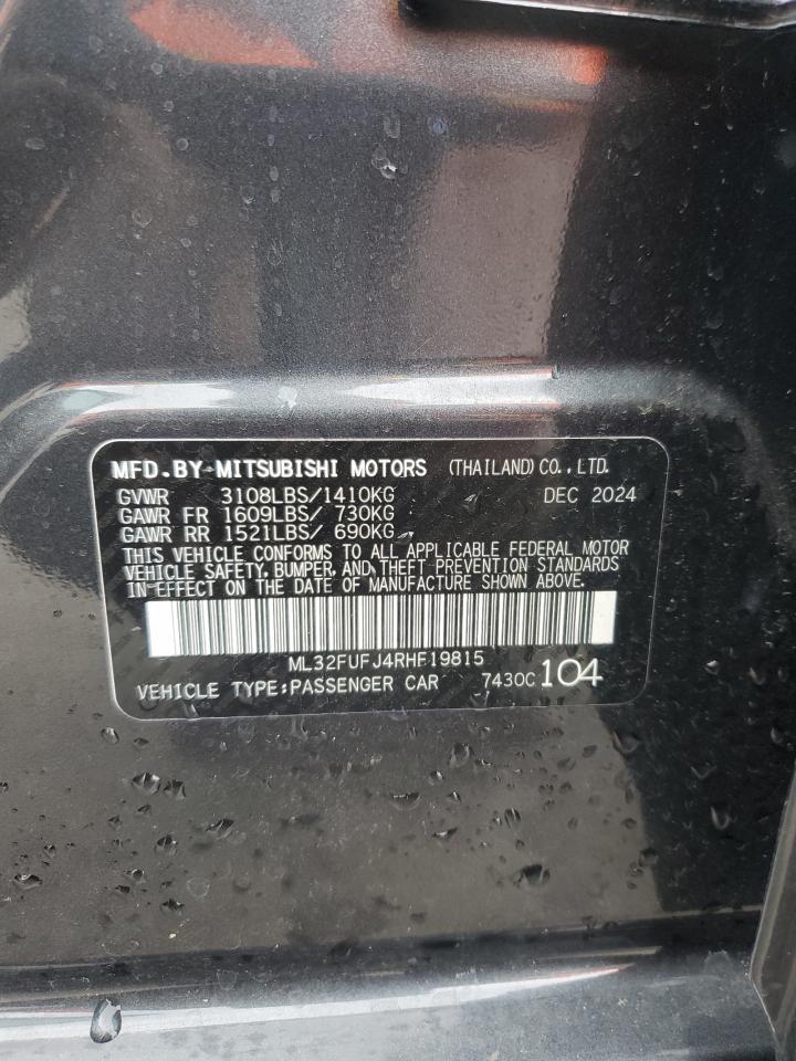 2024 Mitsubishi Mirage G4 Es VIN: ML32FUFJ4RHF19815 Lot: 86476835