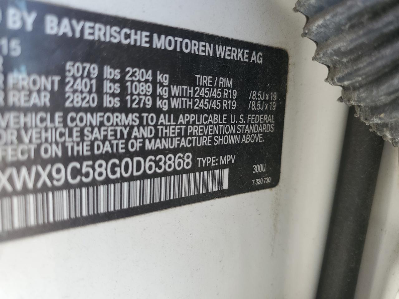 2016 BMW X3 xDrive28I VIN: 5UXWX9C58G0D63868 Lot: 84652665