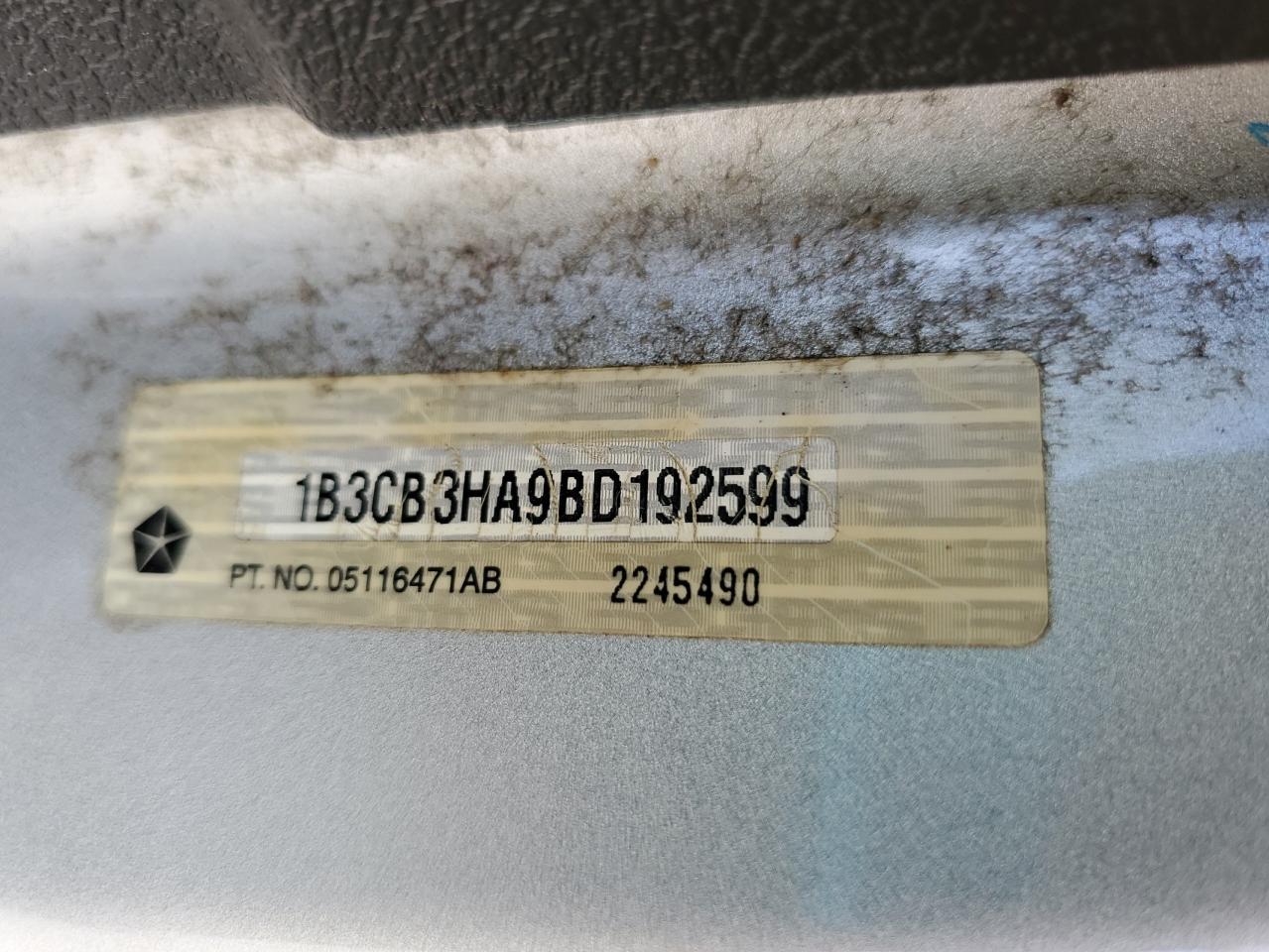 2011 Dodge Caliber Mainstreet VIN: 1B3CB3HA9BD192599 Lot: 86160335