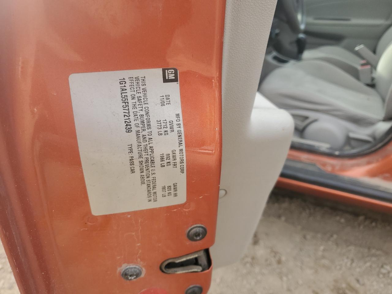 2007 Chevrolet Cobalt Lt VIN: 1G1AL55F577212439 Lot: 90889945