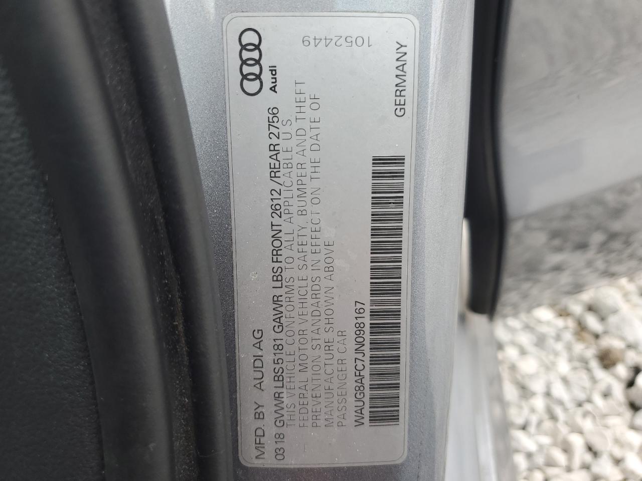 2018 Audi A6 Premium Plus VIN: WAUG8AFC7JN098167 Lot: 84969595