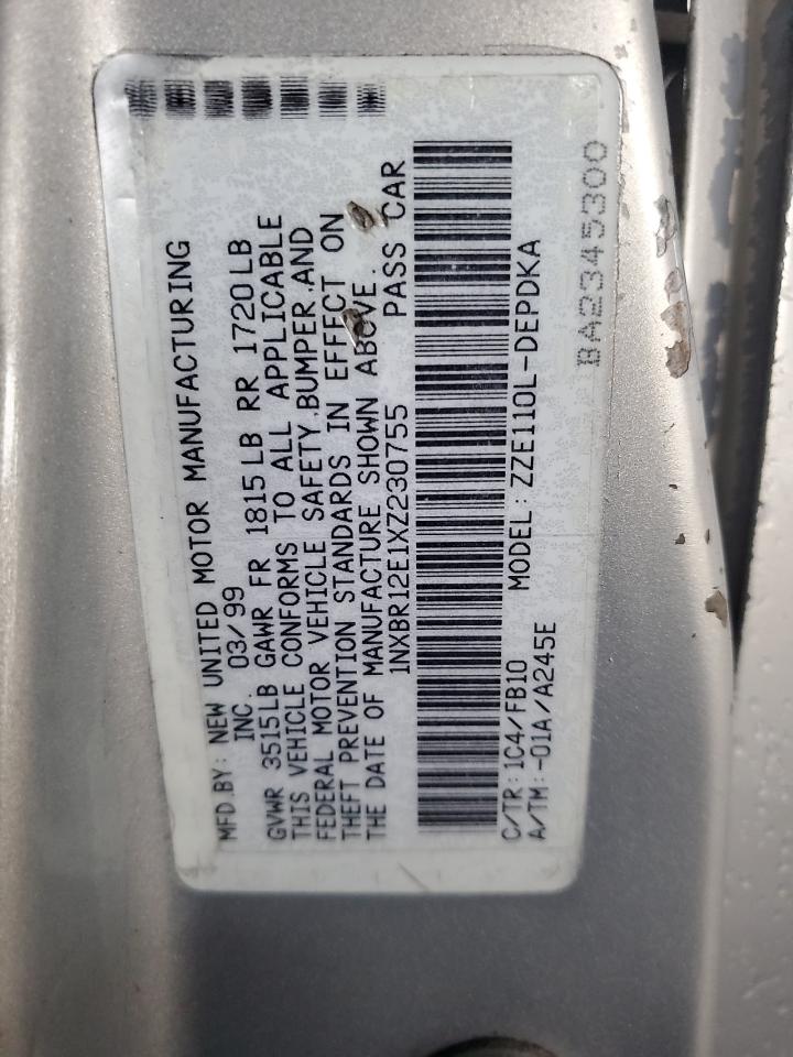 1999 Toyota Corolla Ve VIN: 1NXBR12E1XZ230755 Lot: 84012245