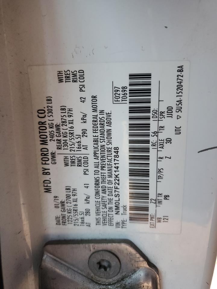 2019 Ford Transit Connect Xlt VIN: NM0LS7F22K1417848 Lot: 86608245
