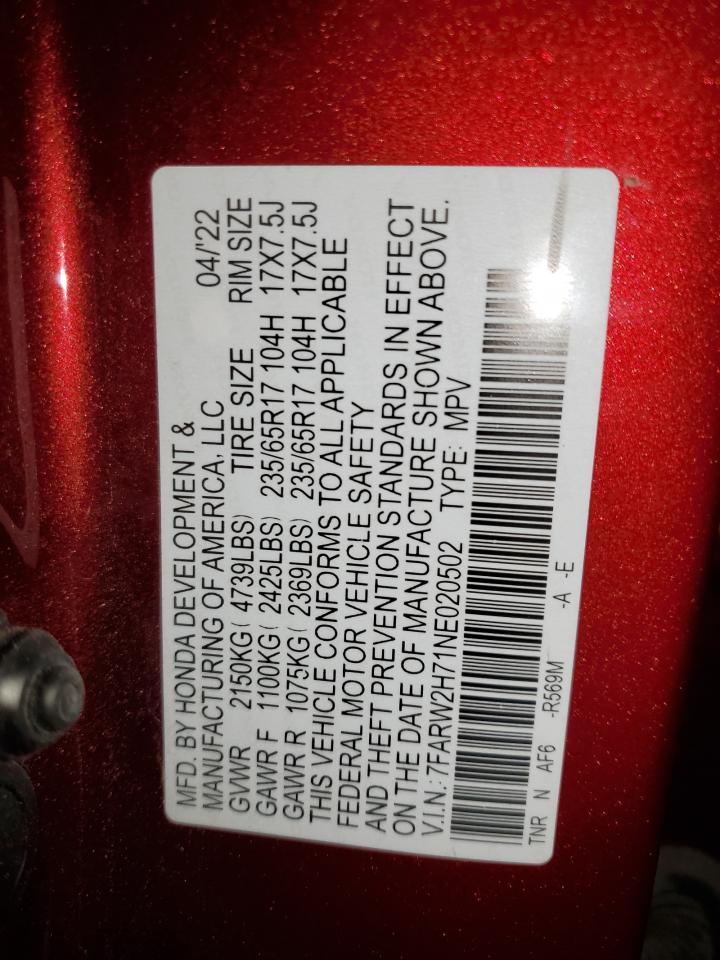 2022 Honda Cr-V Se VIN: 7FARW2H71NE020502 Lot: 82645645
