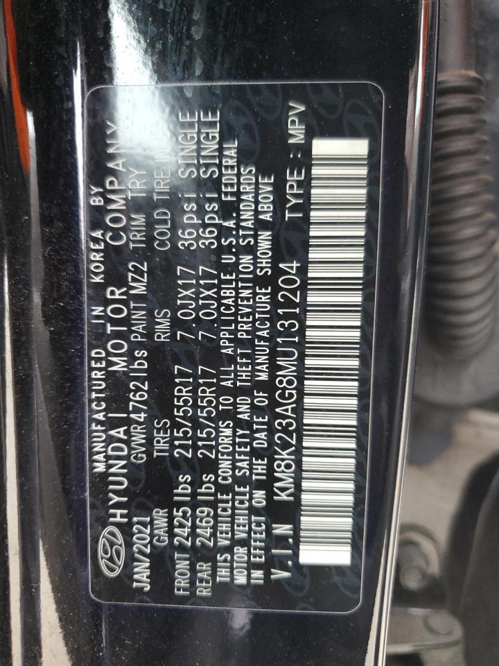 2021 Hyundai Kona Sel VIN: KM8K23AG8MU131204 Lot: 82003075