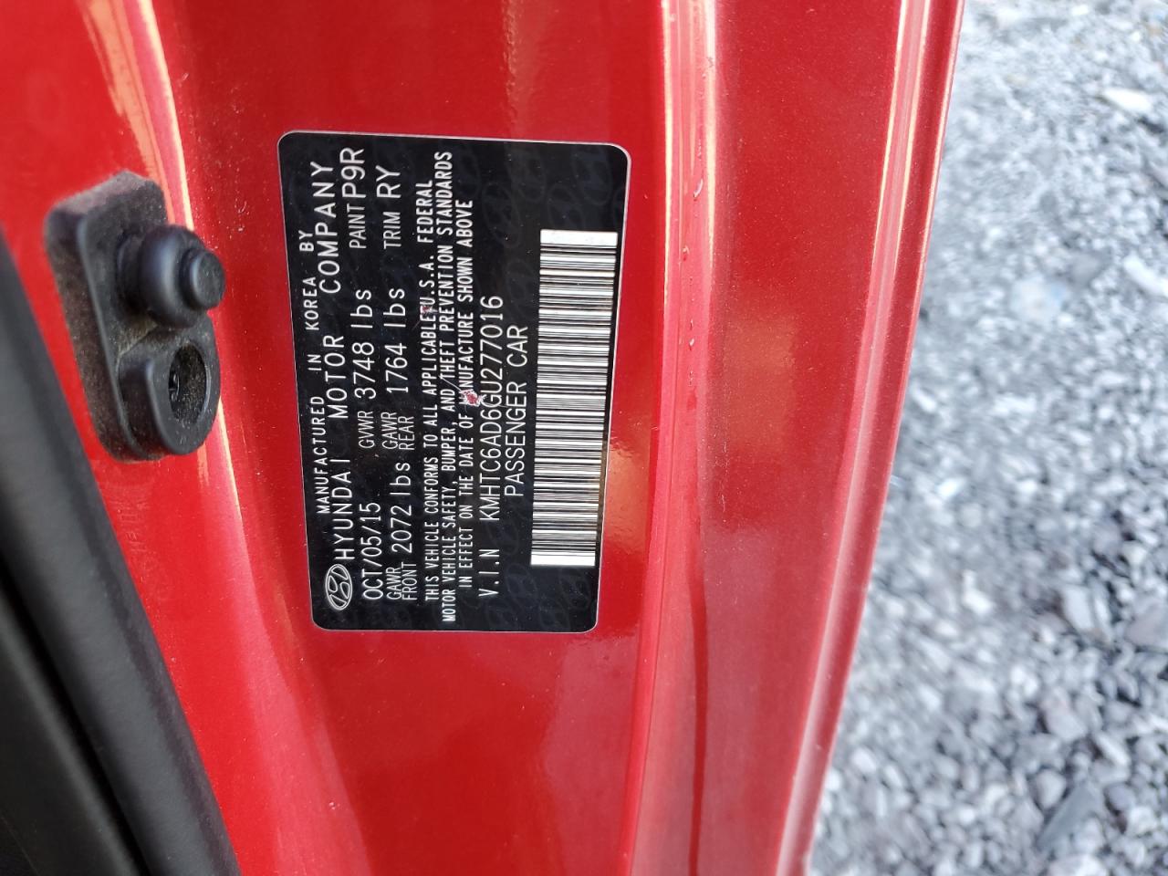 2016 Hyundai Veloster VIN: KMHTC6AD6GU277016 Lot: 86191275