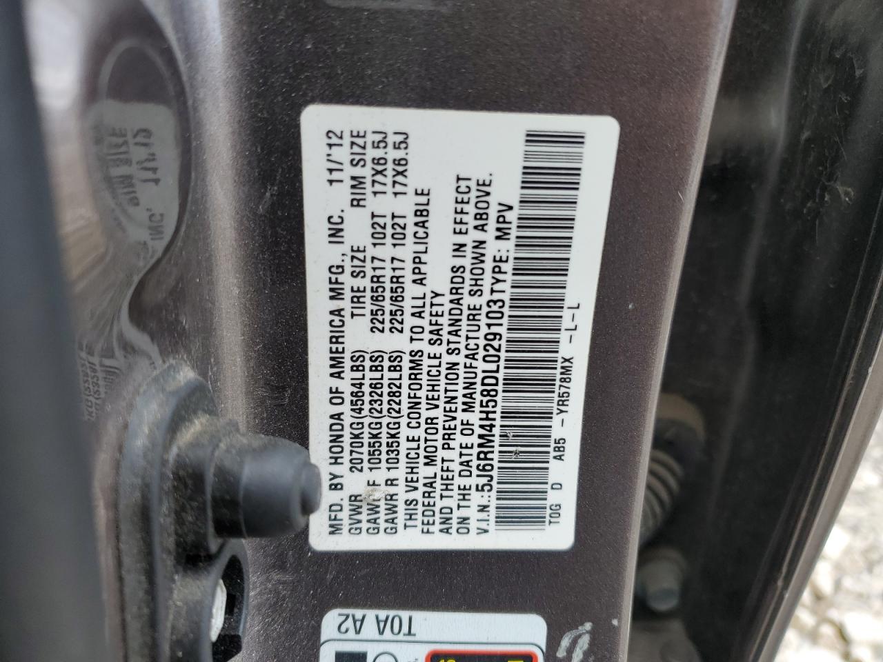 2013 Honda Cr-V Ex VIN: 5J6RM4H58DL029103 Lot: 87227085