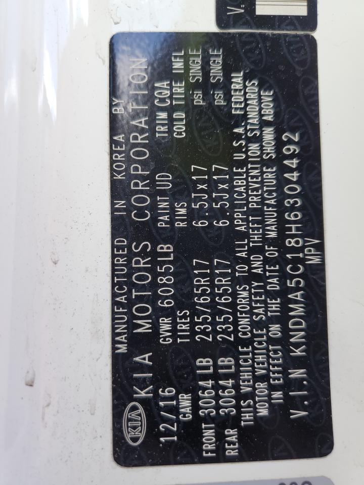 2017 Kia Sedona L VIN: KNDMA5C18H6304492 Lot: 85680795