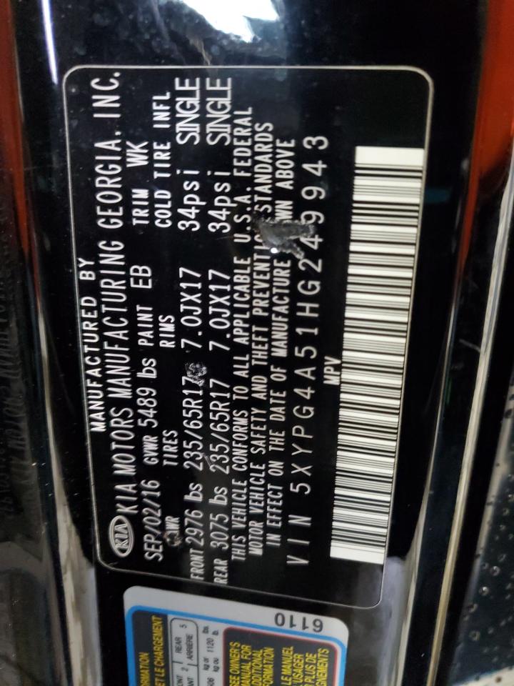 2017 Kia Sorento Lx VIN: 5XYPG4A51HG249943 Lot: 82235715