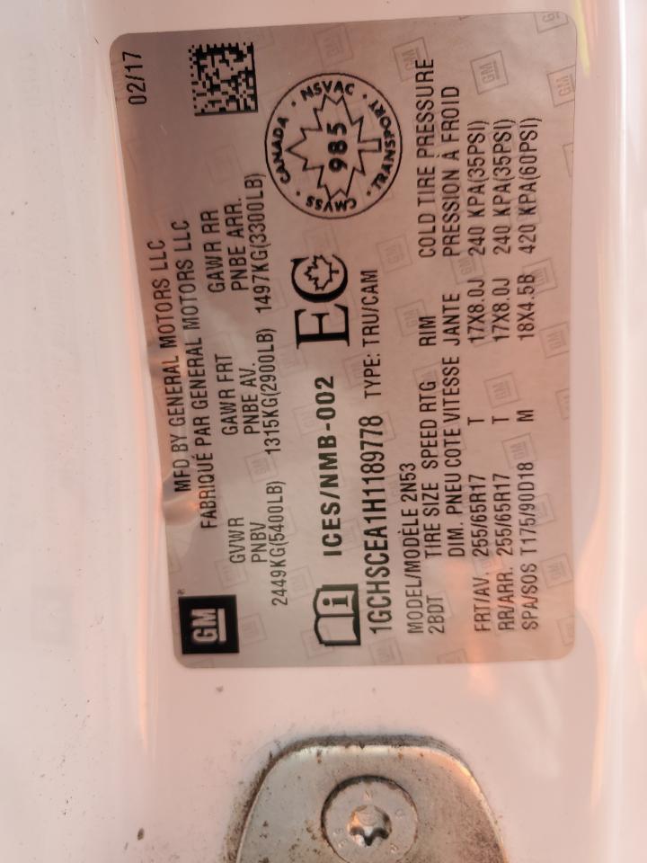 2017 Chevrolet Colorado Lt VIN: 1GCHSCEA1H1189778 Lot: 85108325